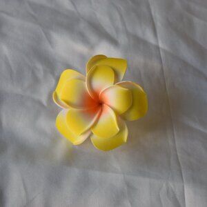 Plumeria Frangipani Foam Flower with Alligator Clip Yellow White Orange